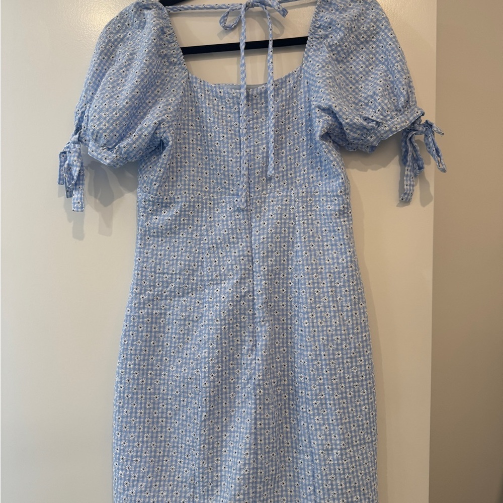 Alger’s State Blue Floral Puff Sleeve Dress - Picture 2 of 4